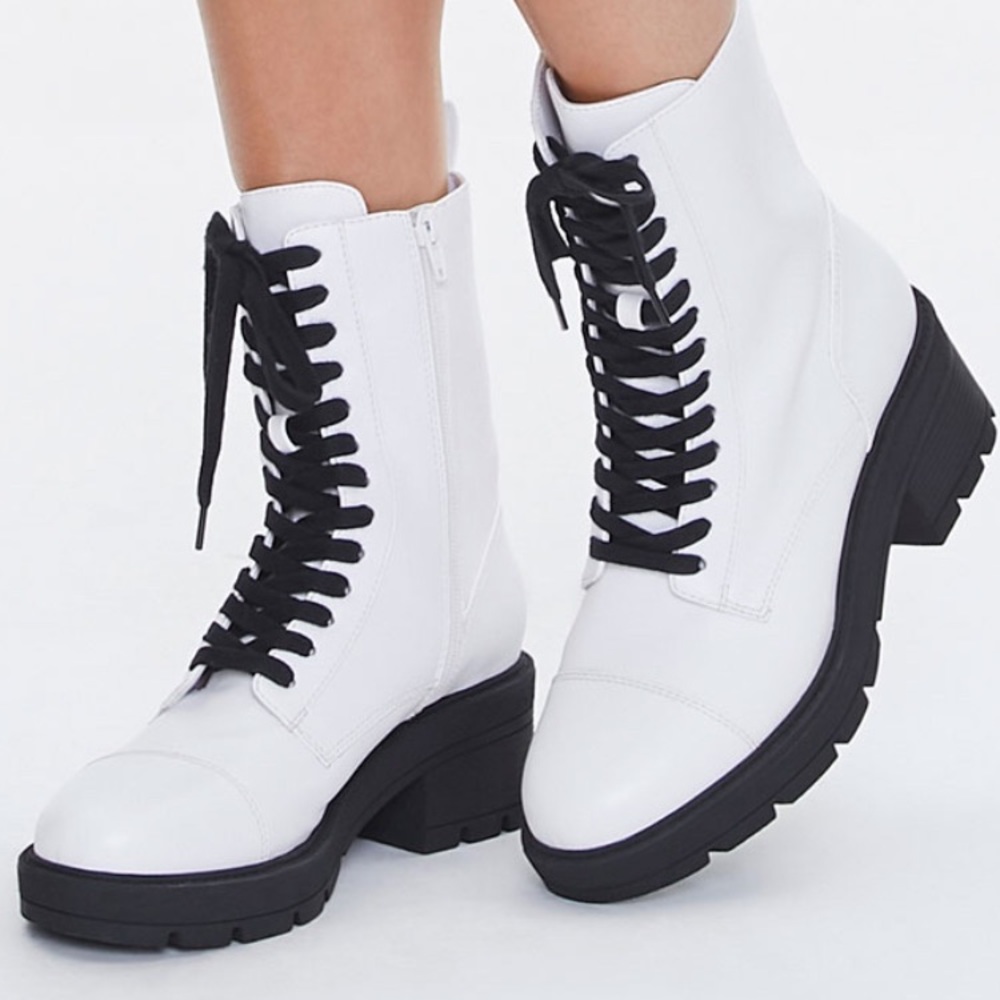 White Combat boots